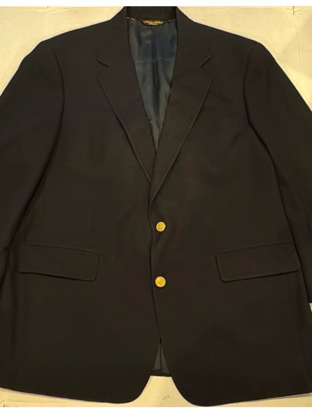 BROOKS BROTHERS 1818 Men's Navy Blazer Gold Crest Buttons Made in USA 46R Wool